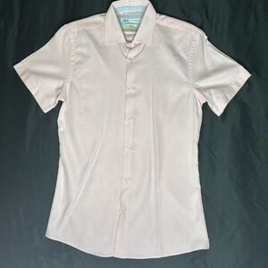 Zara light pink short sleeve slim fit shirt size small